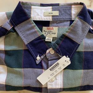 J Crew oxford slim NWT SZ L plaid $70